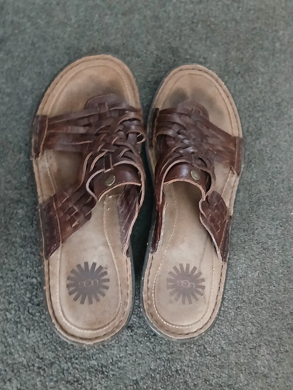 UGG Sandal Womens 8 Brown Keala Weaved Open Toe Slip On Casual Leather 1006539